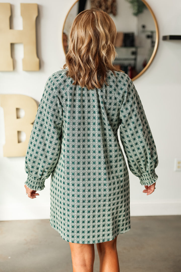 Checkered Pattern Dress - Green