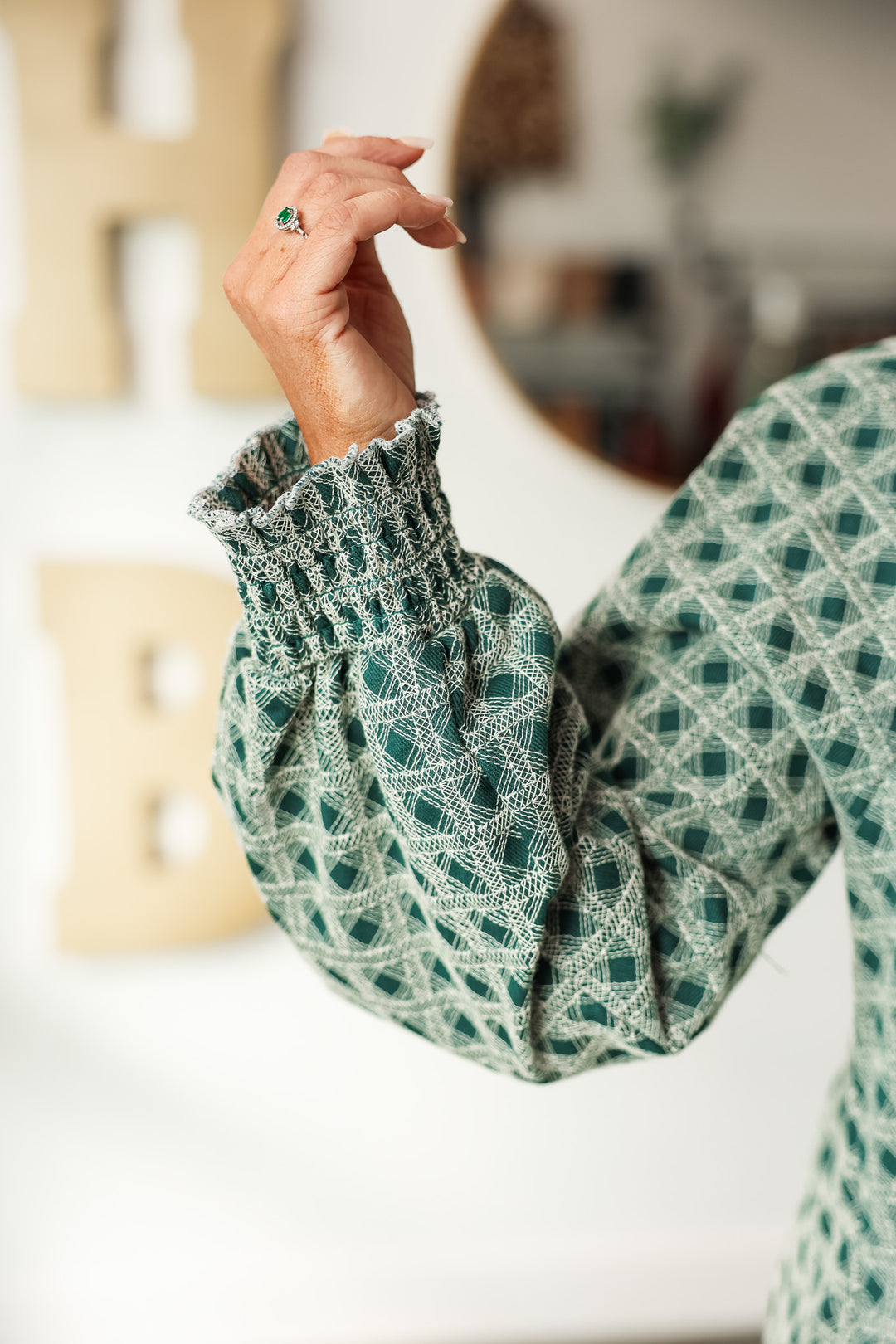 Checkered Pattern Dress - Green