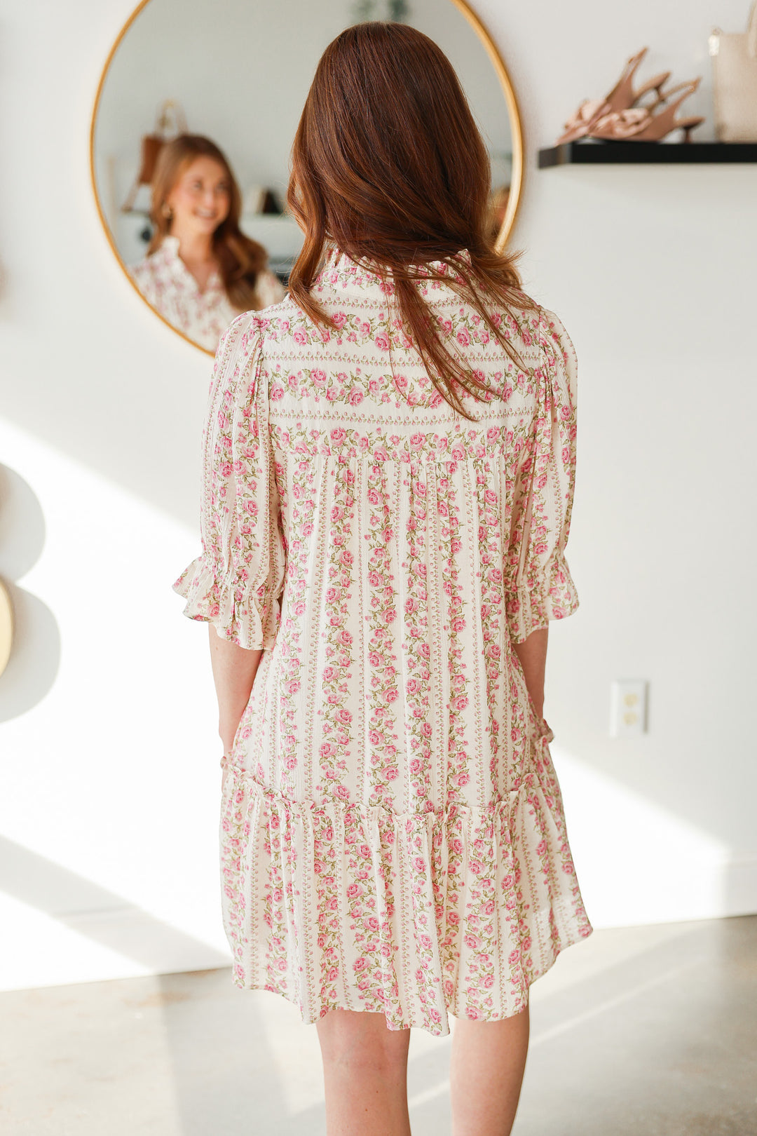 Floral Print Mini Dress - Cream