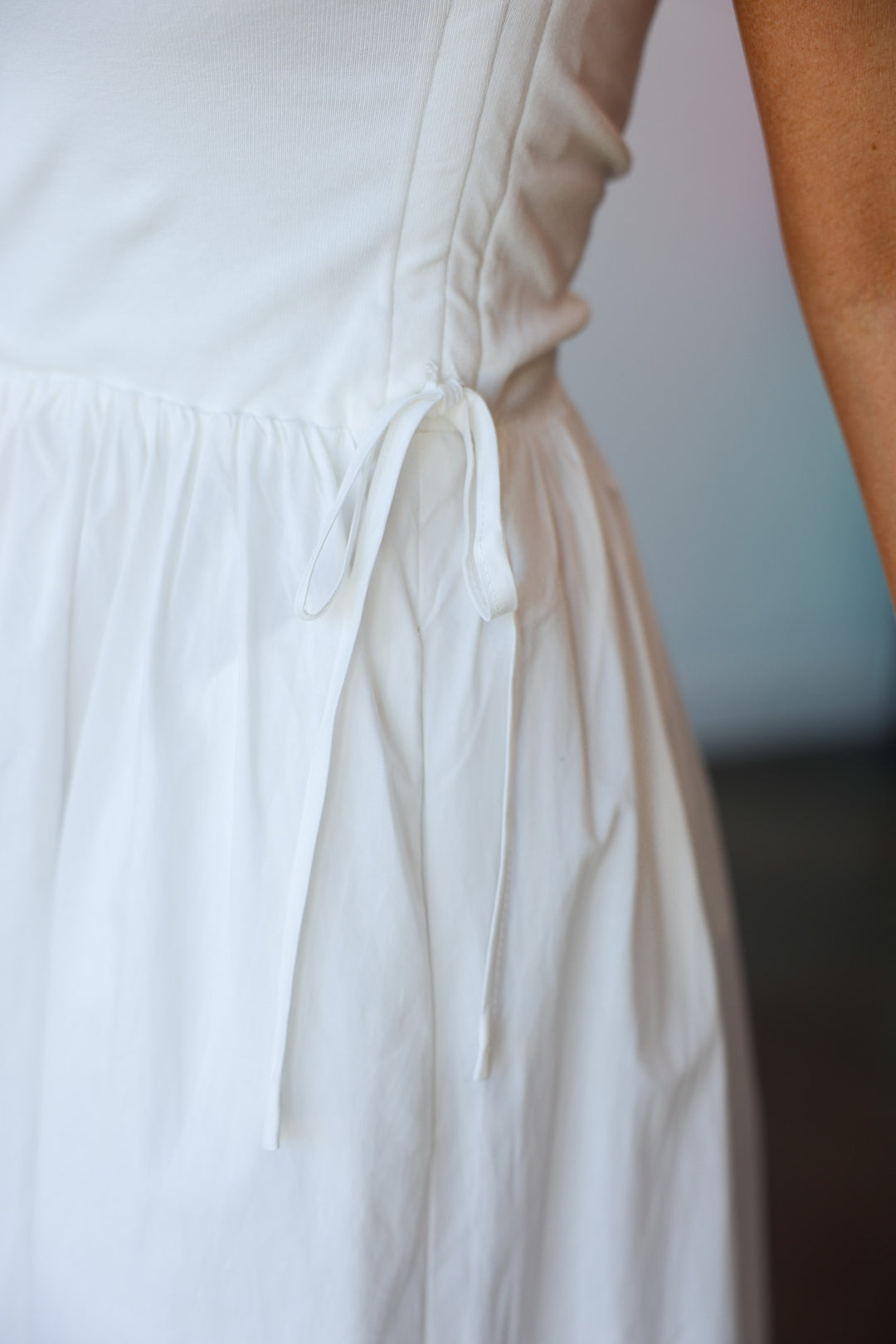 Mixed Media Midi Dress - White
