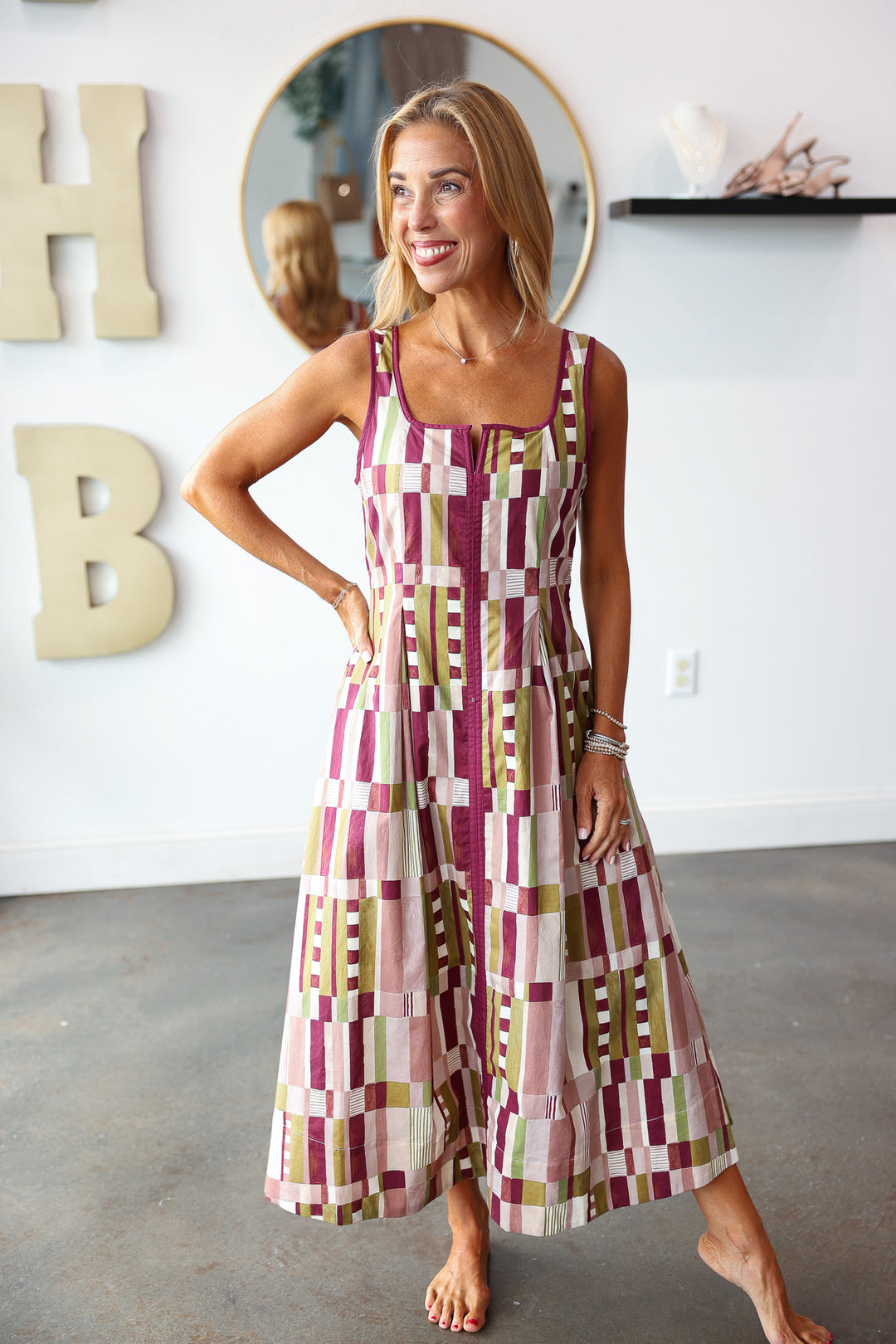 Abstract Printed Midi Dress