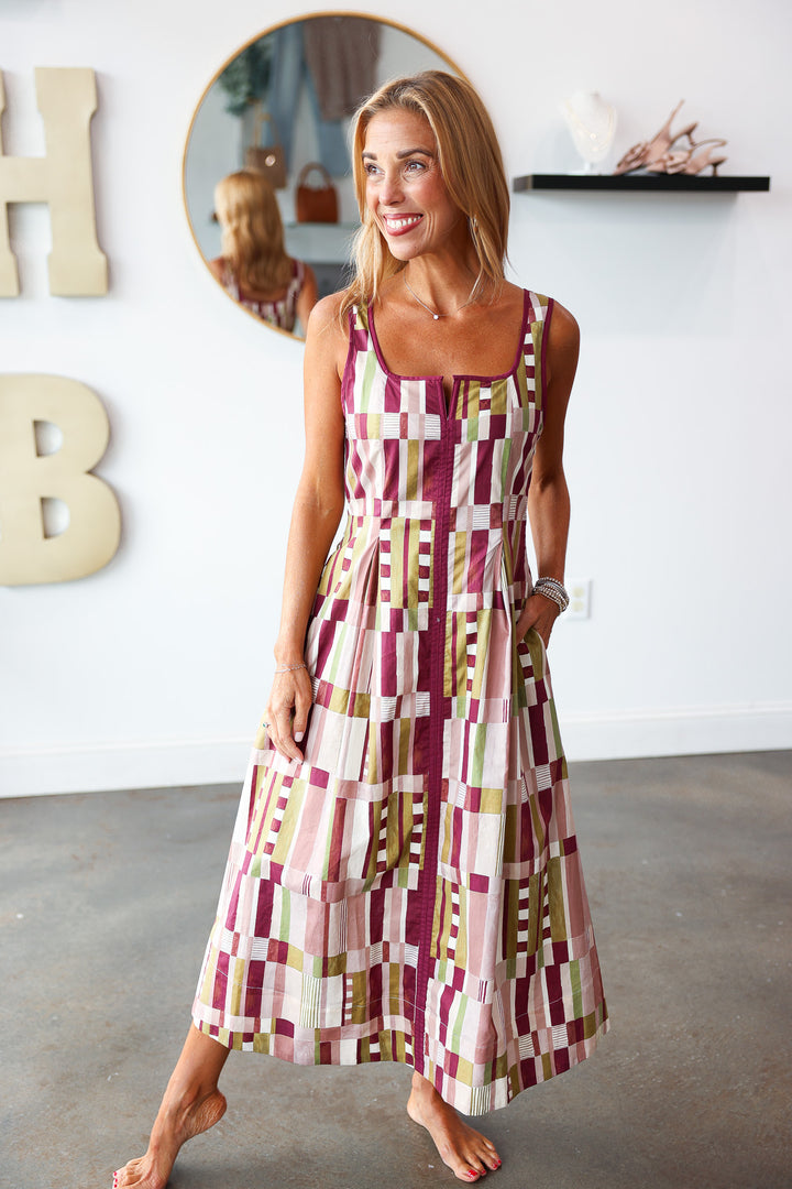 Abstract Printed Midi Dress