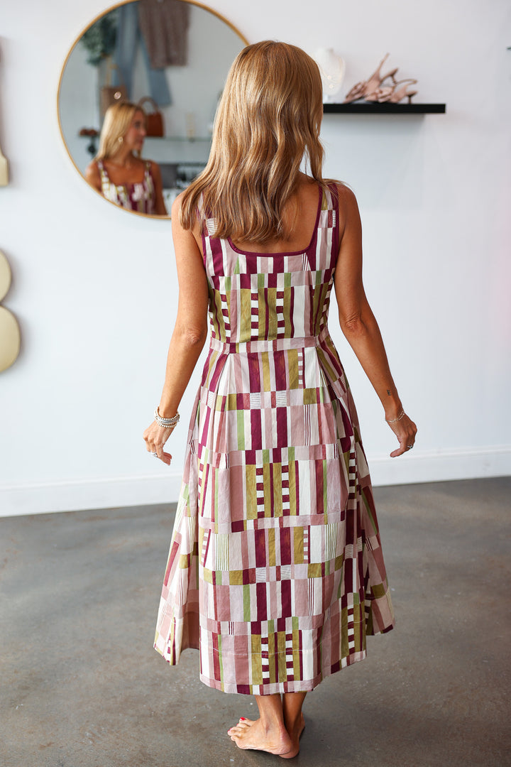 Abstract Printed Midi Dress