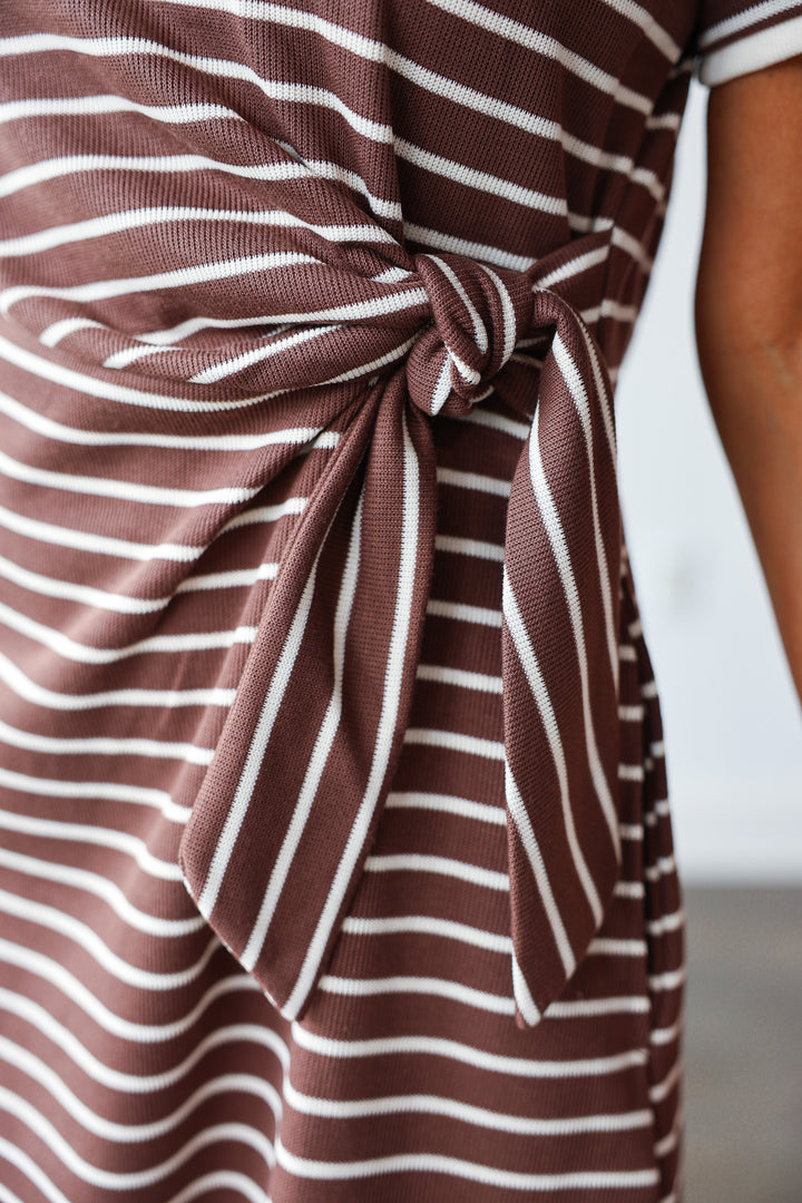 Tie Waist Dress - Brown