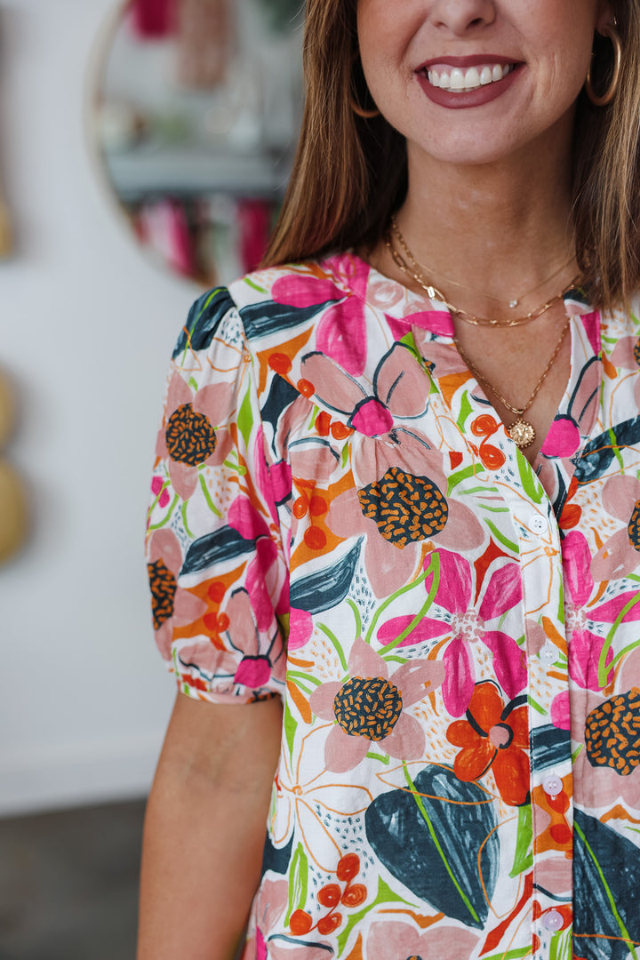 Floral Print Short Sleeve Top