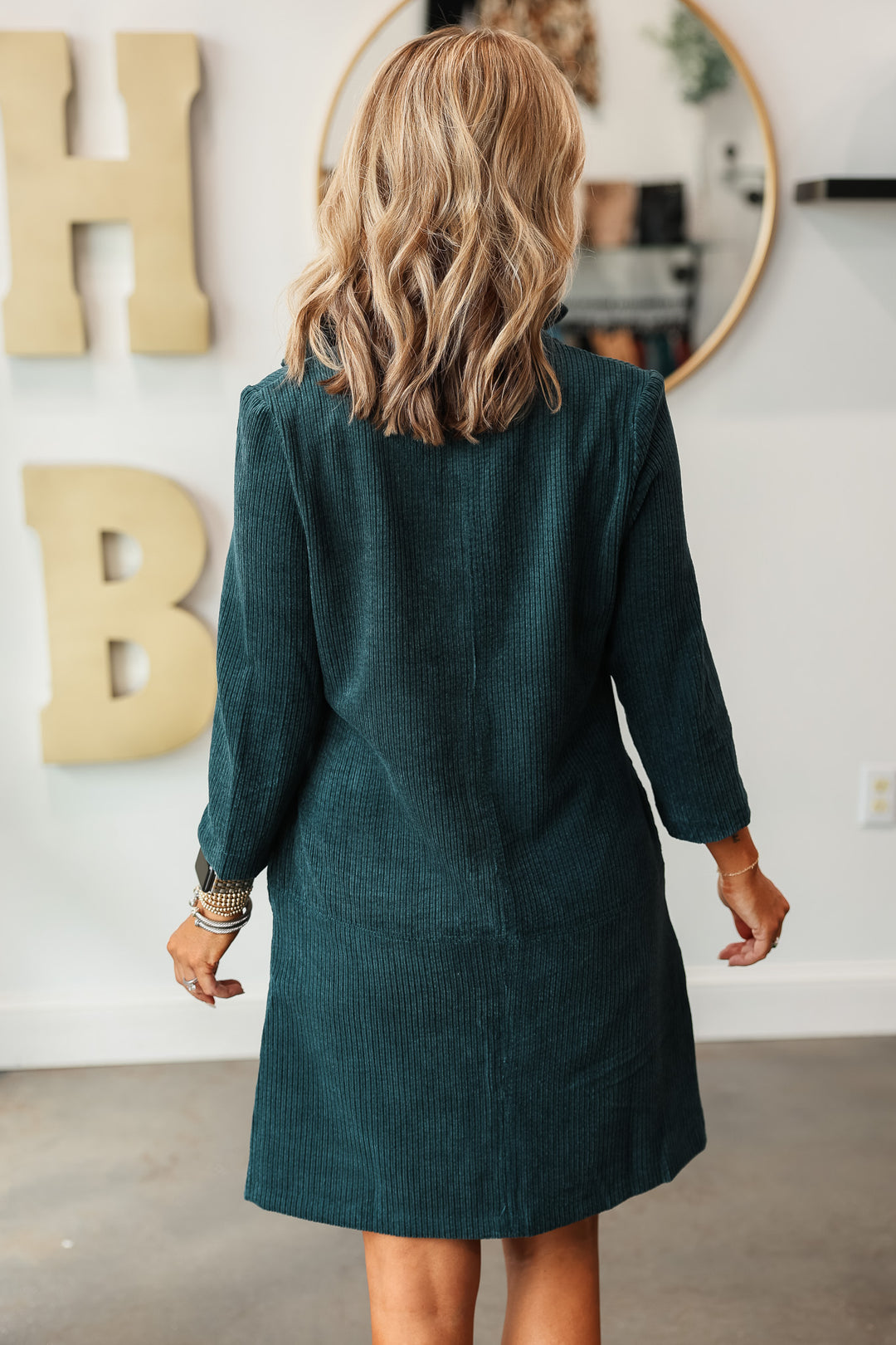 Velvet Shift Dress - Teal