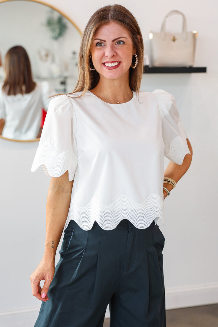 Wave Trim Top - White