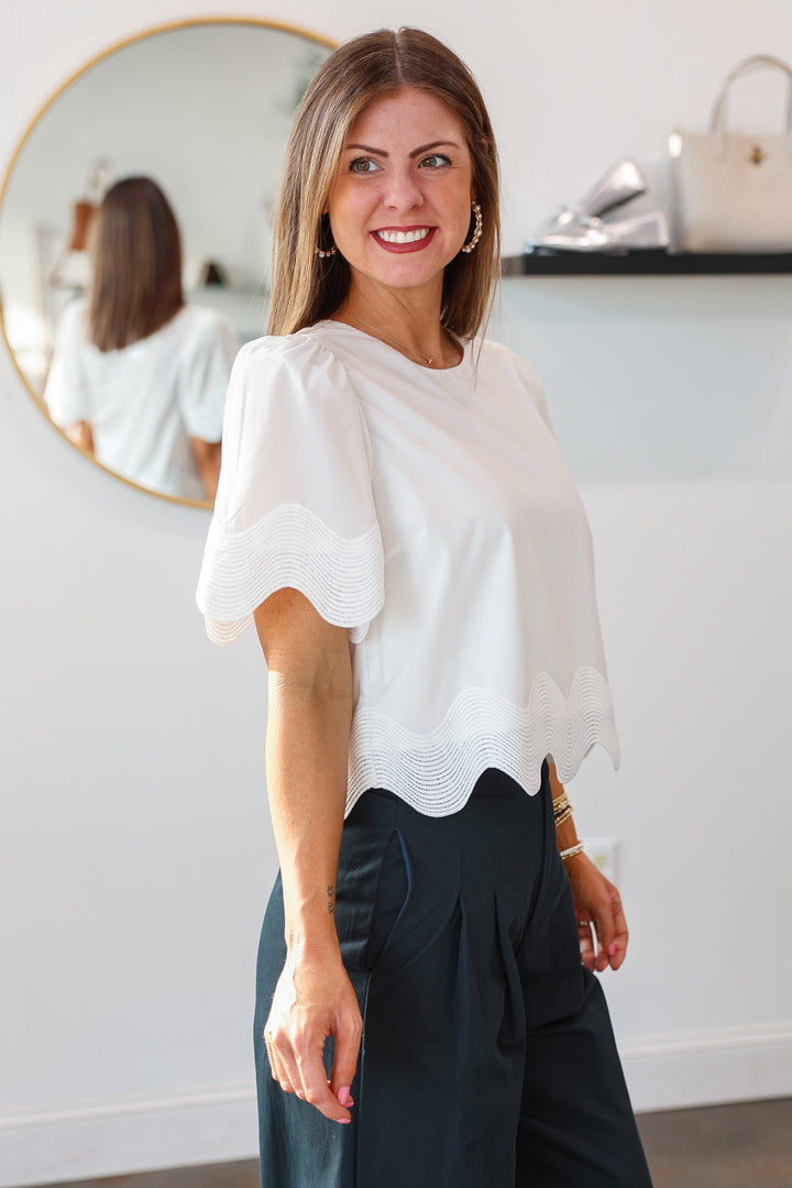 Wave Trim Top - White