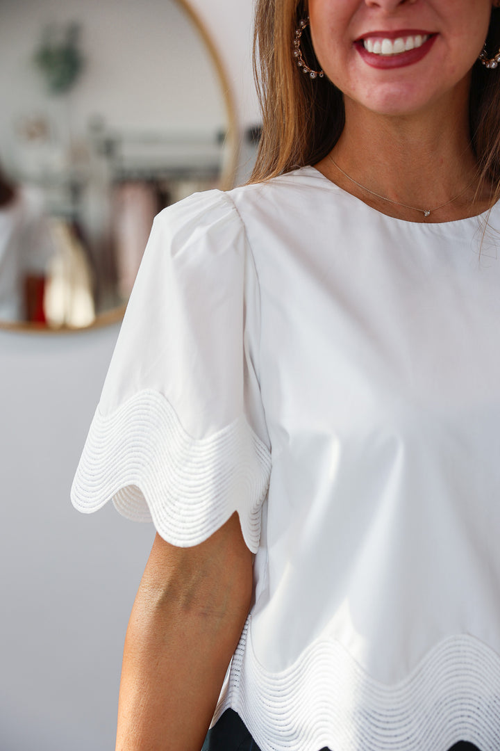 Wave Trim Top - White