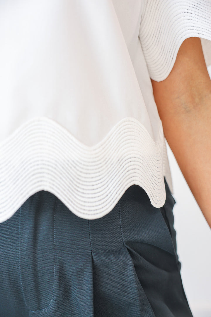 Wave Trim Top - White
