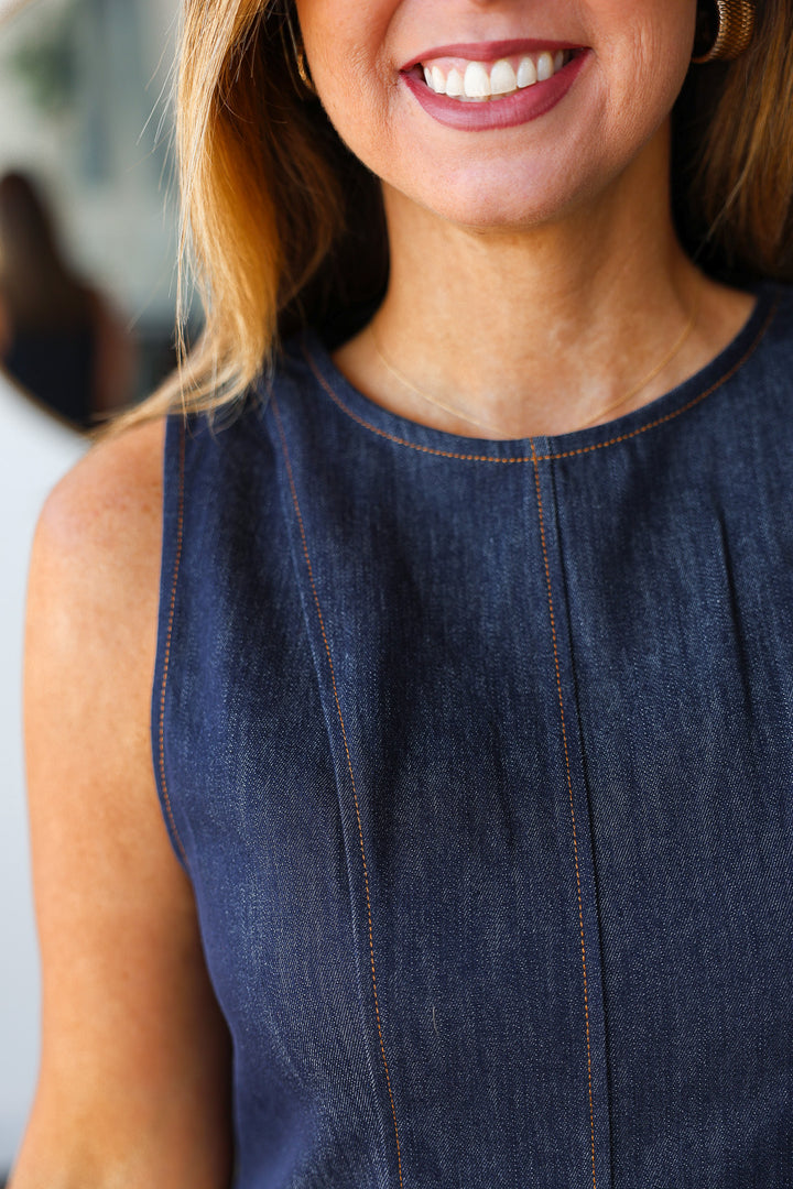 Denim Peplum Top