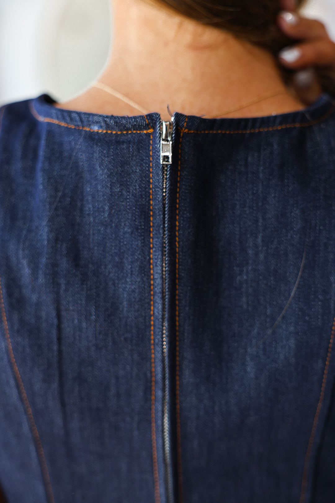 Denim Peplum Top