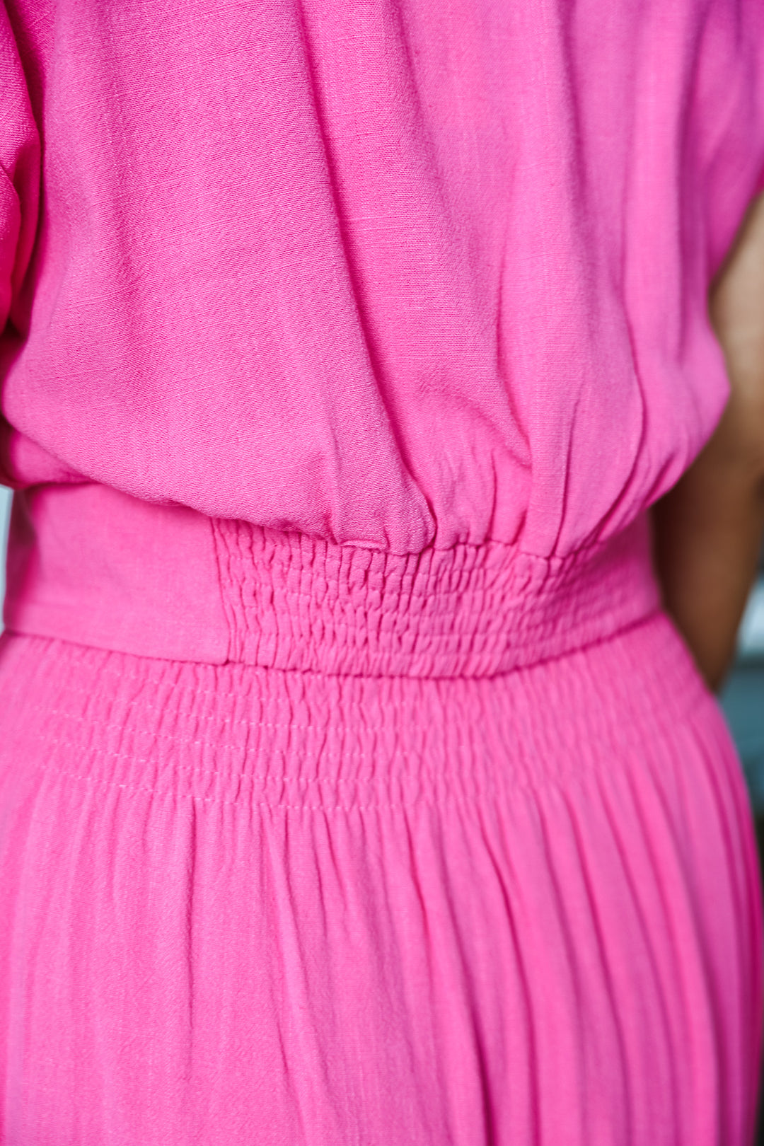 Linen Top/Skirt Set - Pink