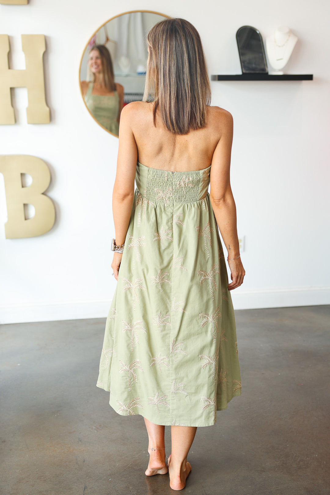 Embroidered Halter Midi Dress - Olive Ivy House Boutique Embroidered Halter Midi Dress - Olive Ivy House Boutique