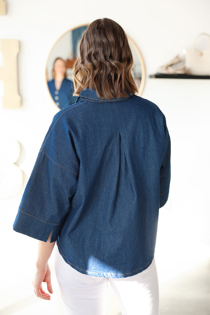 Denim Button Front Top