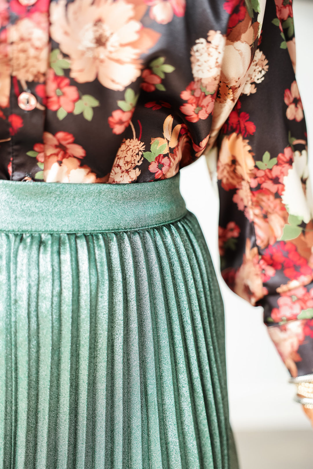 Pleated Midi Skirt - Astro Green