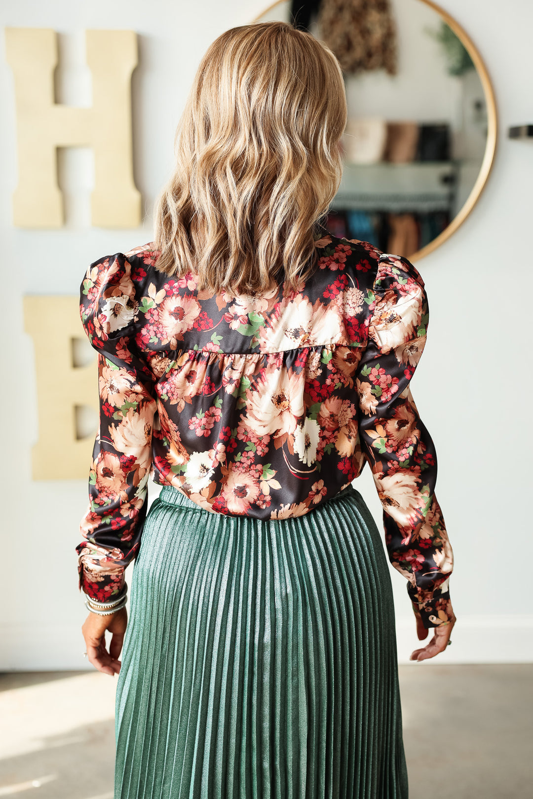 Floral Print Satin Blouse