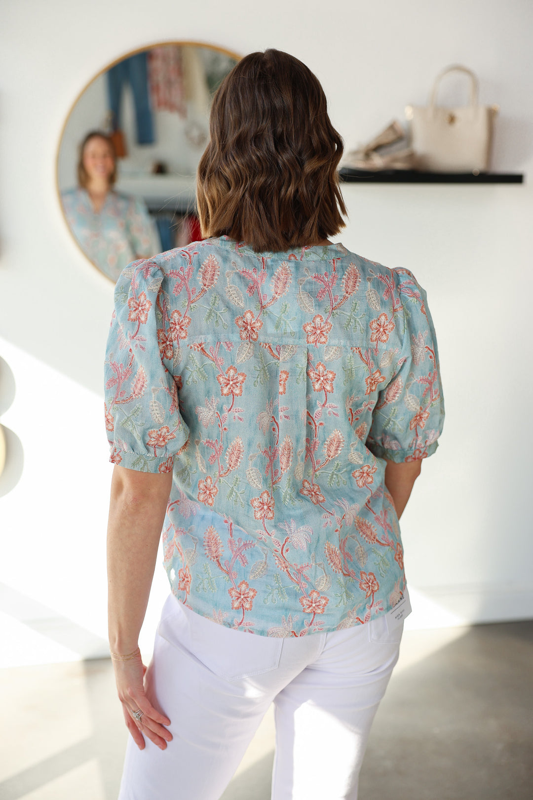 Embroidered Floral Short Sleeve Top