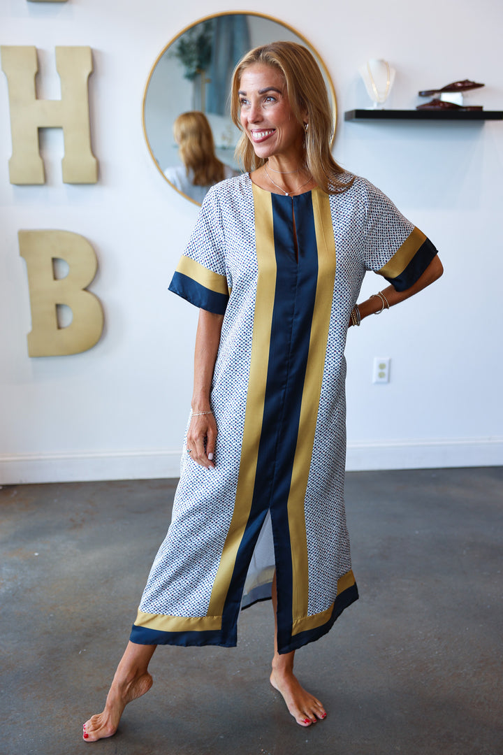 Contrast Trim Pattern Dress