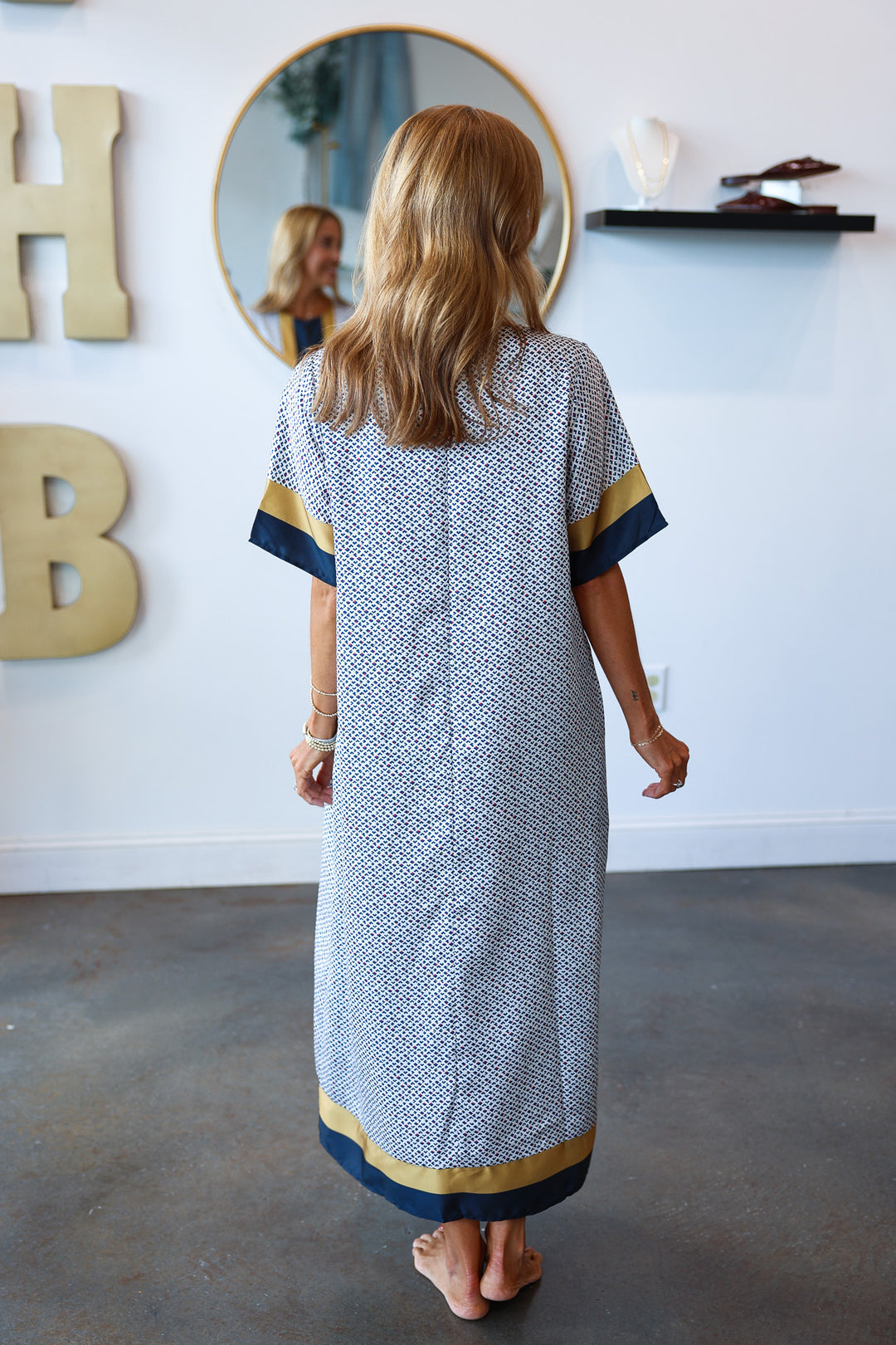 Contrast Trim Pattern Dress