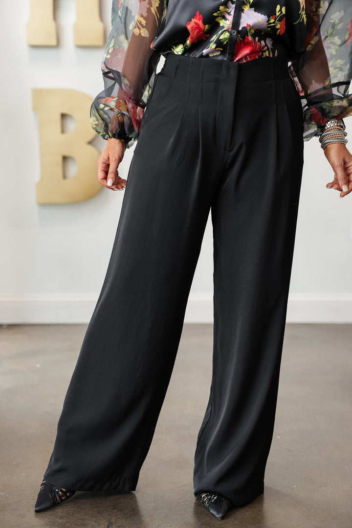 Wide Leg Dress Pants - Black