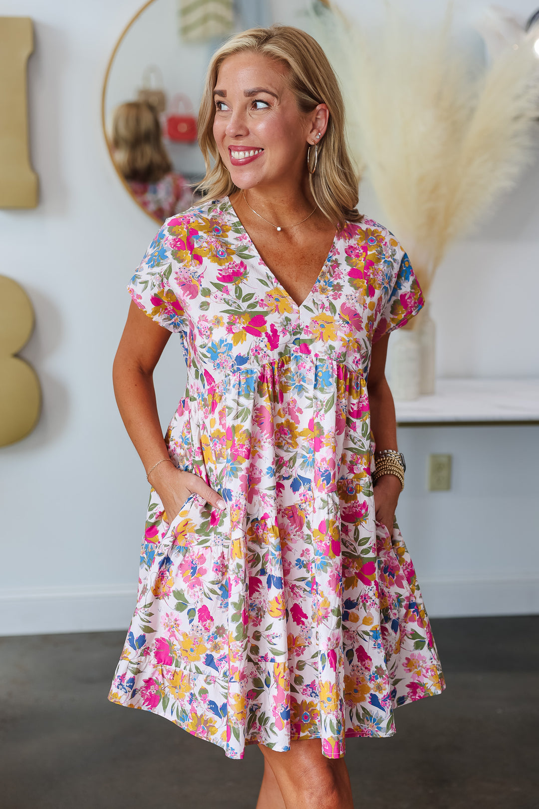 Asymmetrical Tiered Dress - Floral