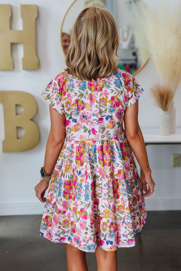 Asymmetrical Tiered Dress - Floral