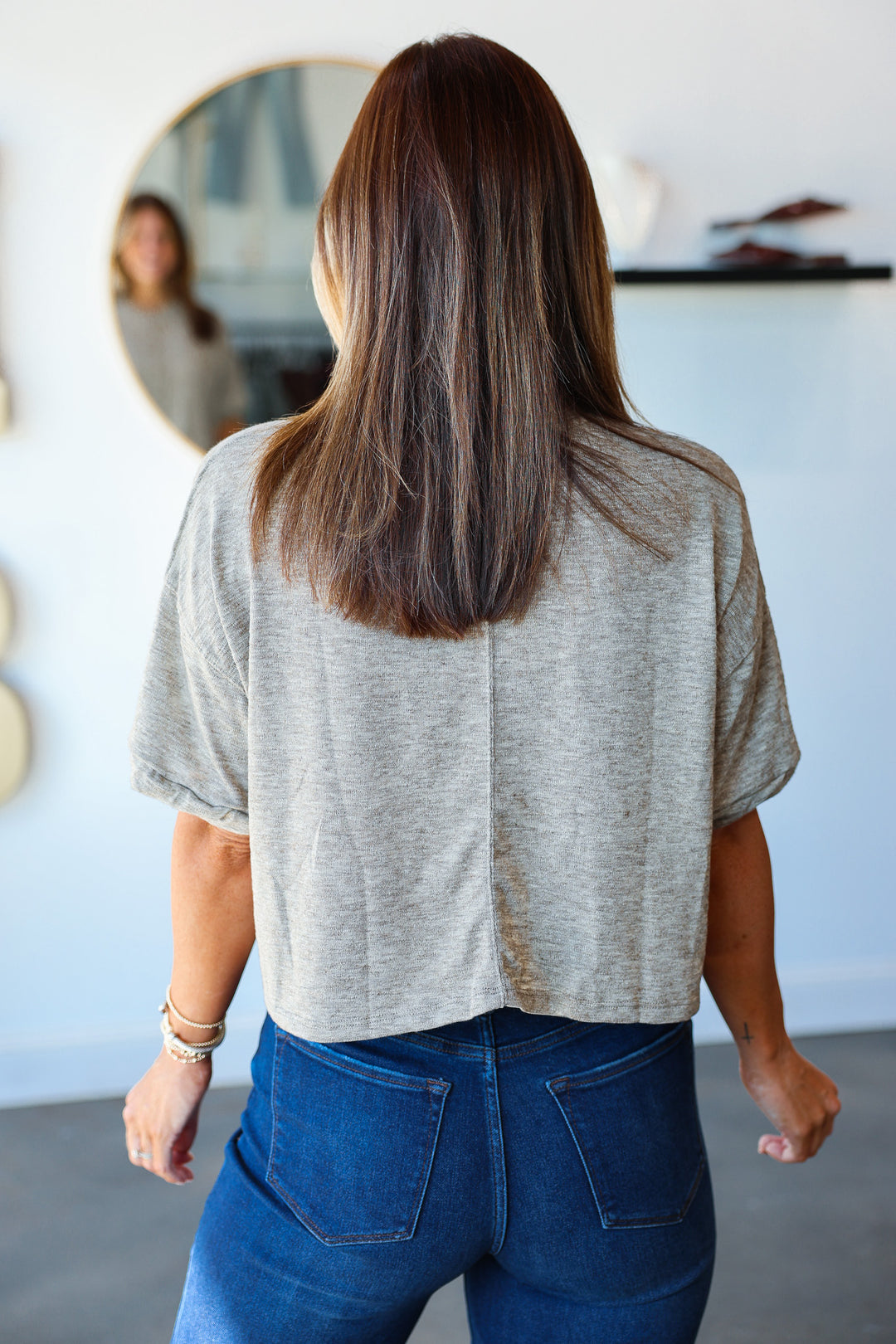 Button Front Knit Top - Mocha