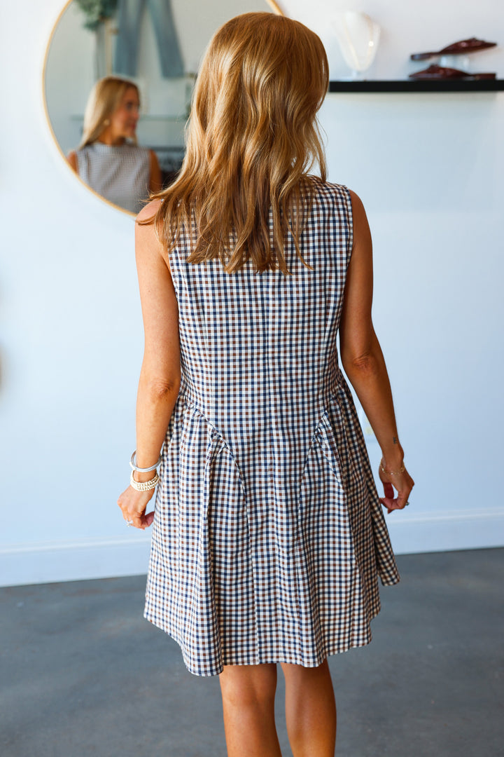 Gingham Mock Neck Dress