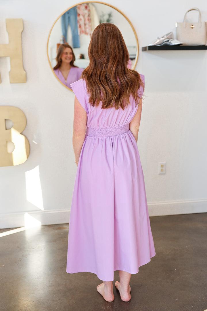 Front Zip Midi Dress - Lavender
