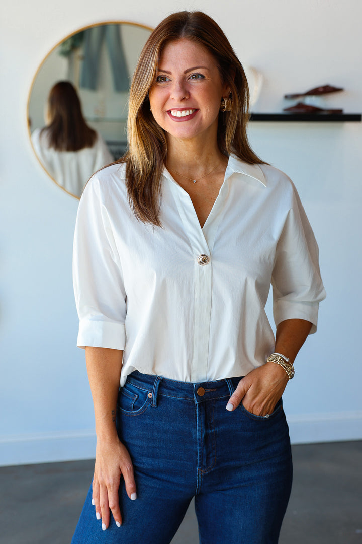 Button Detail Front Top - Off White