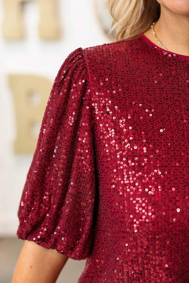 Sequin Top - Red