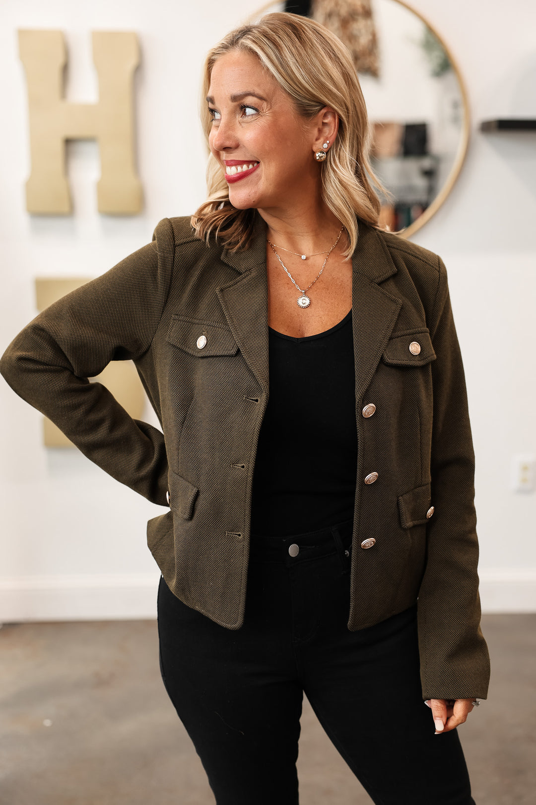 Military Blazer Jacket - Olive