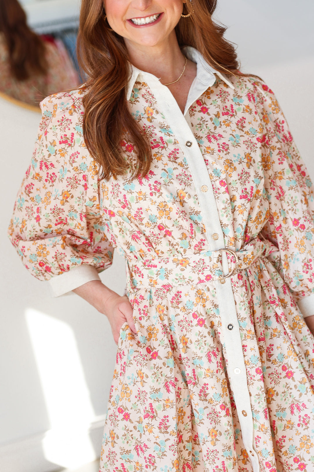 Belted Floral Mini Dress