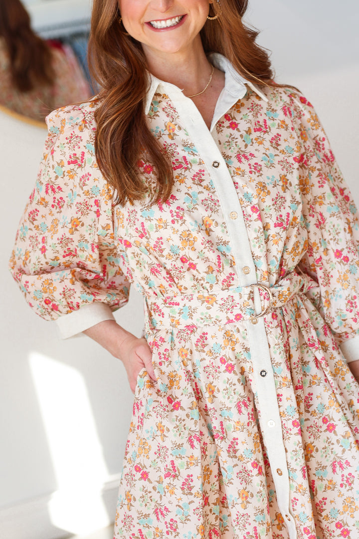 Belted Floral Mini Dress