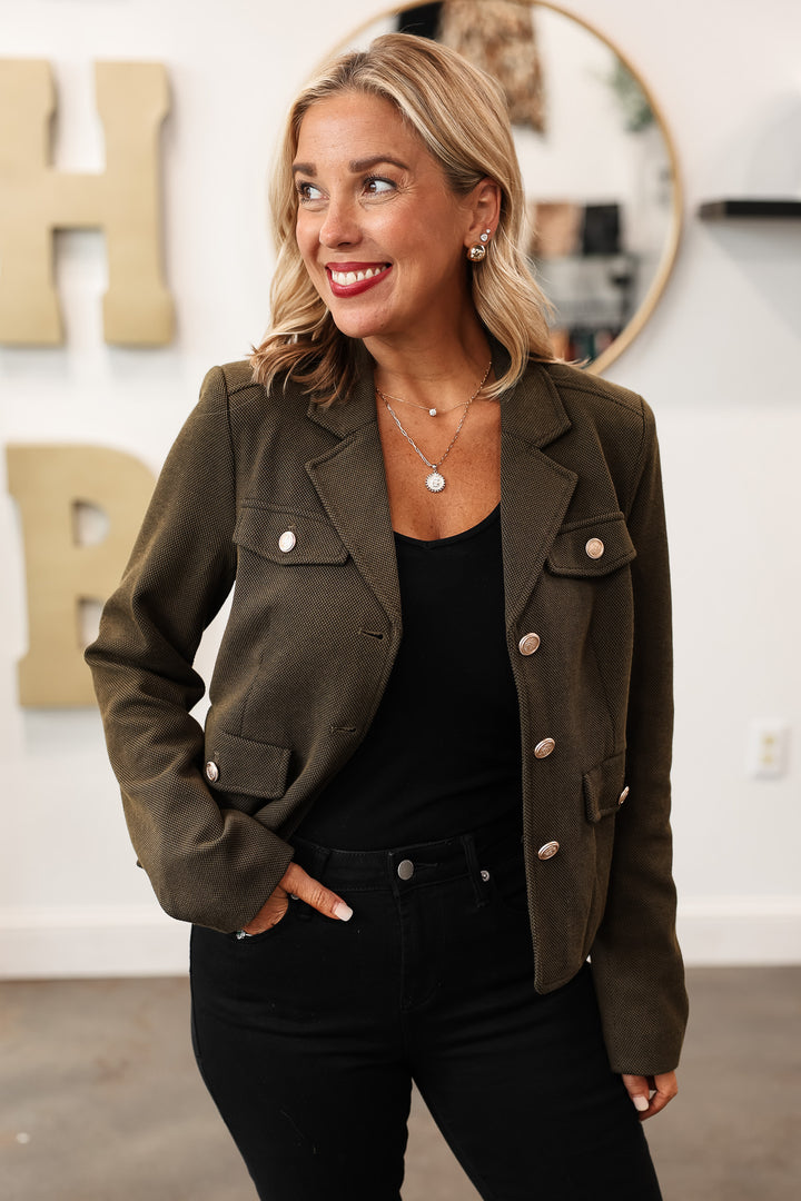 Military Blazer Jacket - Olive