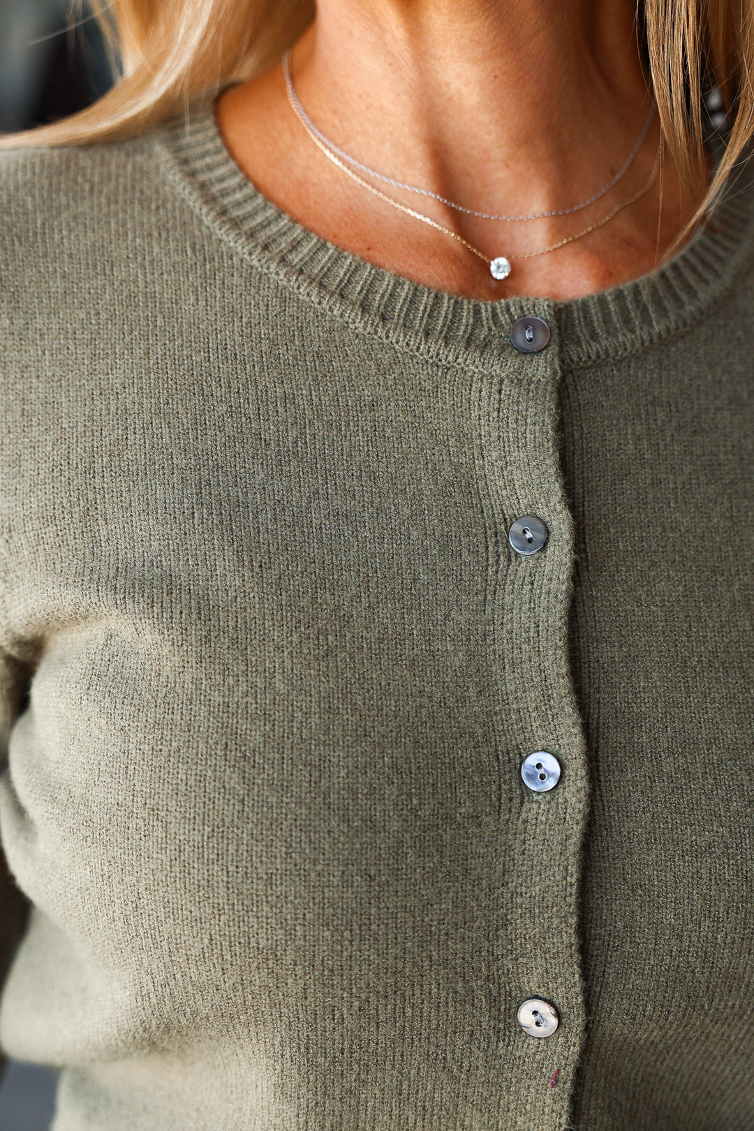 Button Front Sweater - Olive