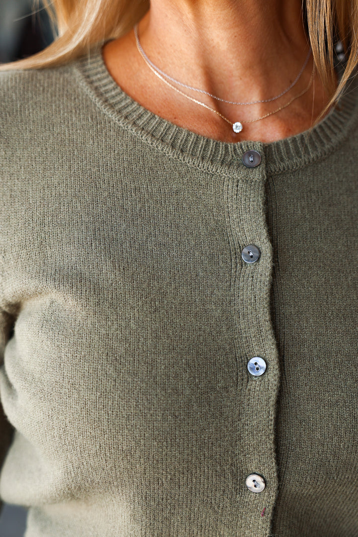 Button Front Sweater - Olive