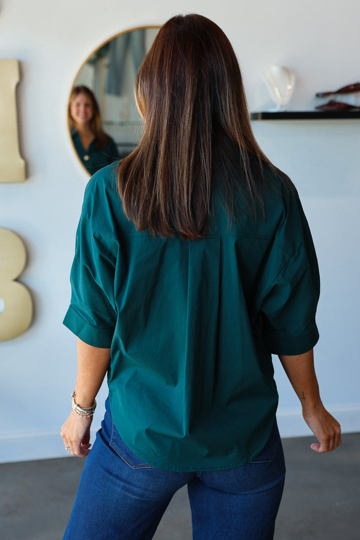 Button Detail Front Top - Hunter Green