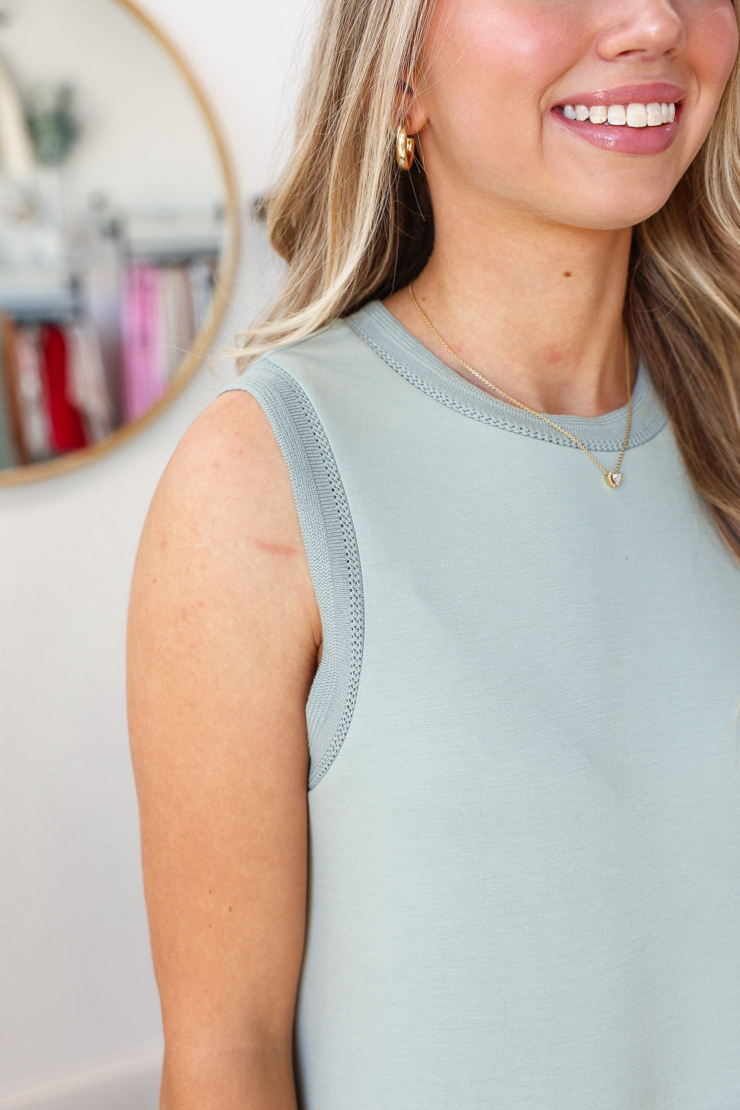 Contrast Trim Maxi Scuba Dress - Sage