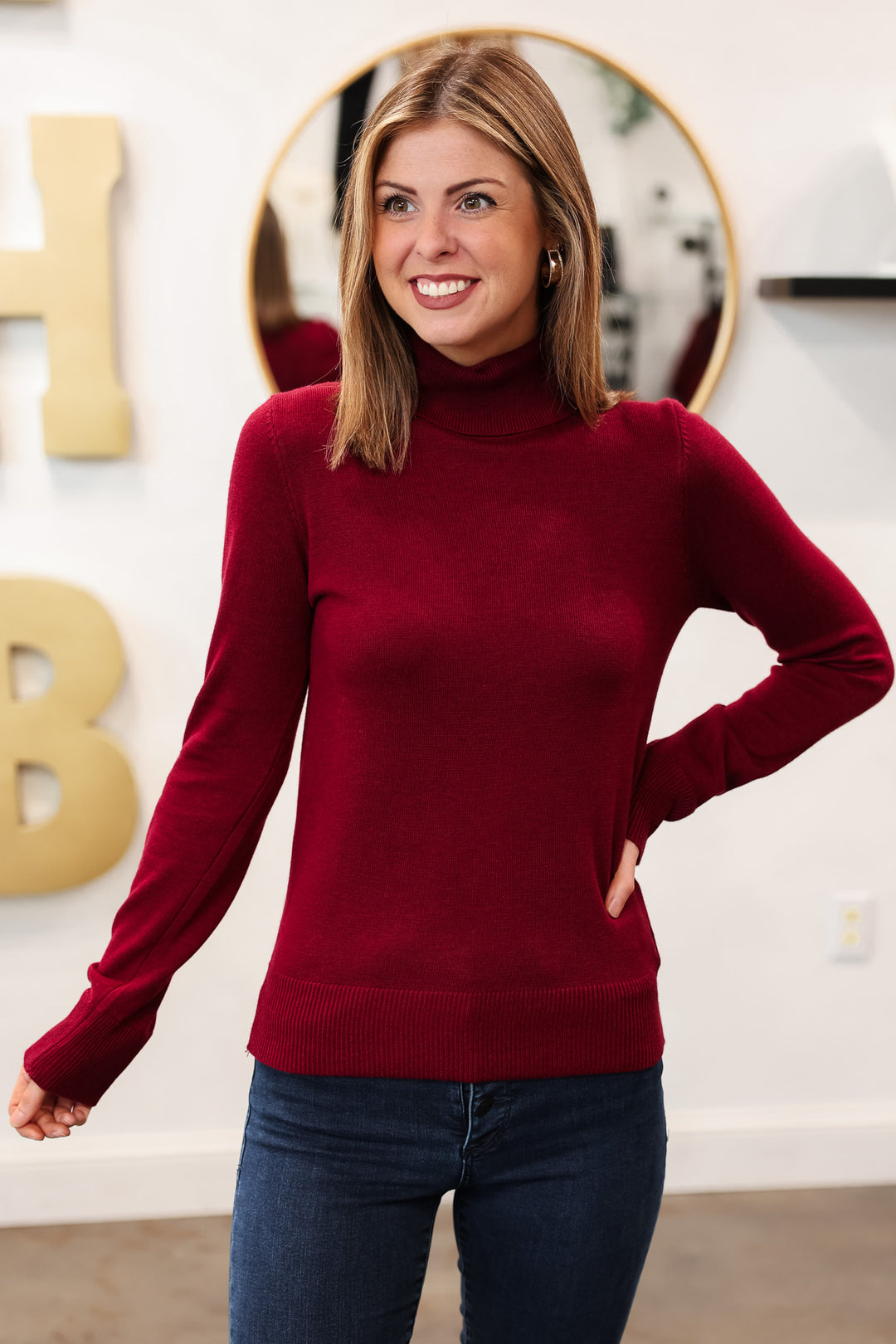 Turtleneck Sweater - Burgundy