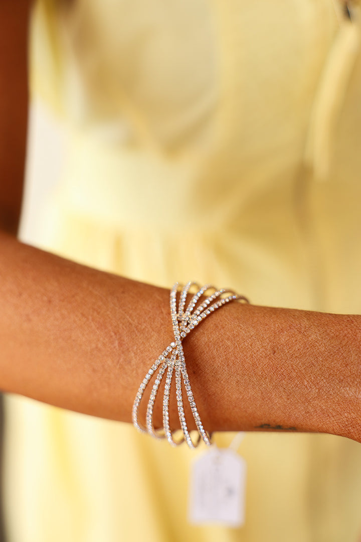 Rhinestone Twist Cuff Bracelet