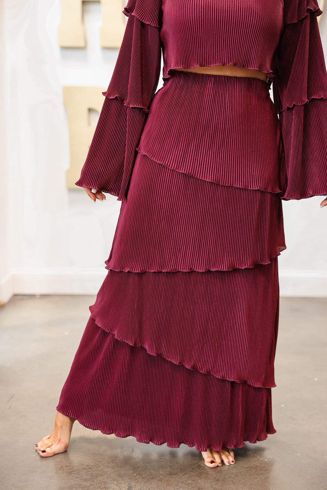 Pleated Tiered Maxi Set