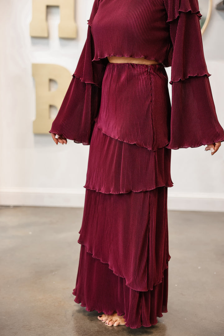 Pleated Tiered Maxi Set