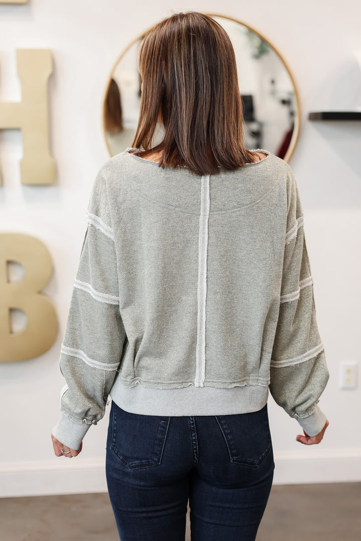 Exposed Seam Sweatshirt - Gray