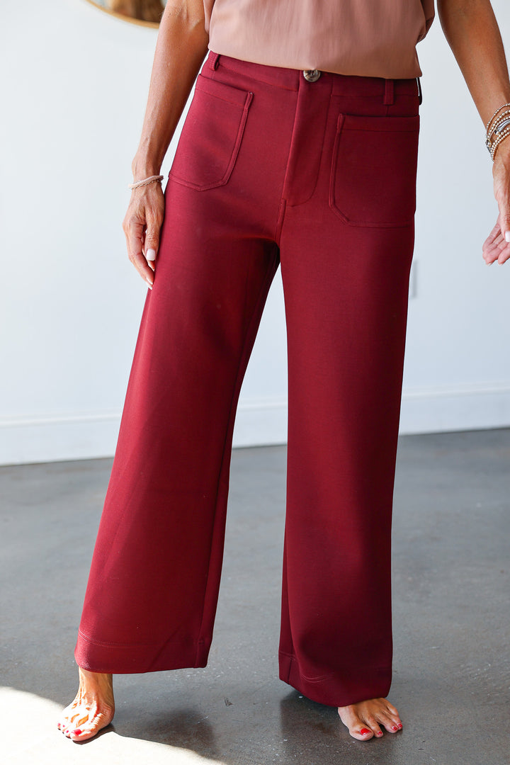 Front Pocket Pants - Burgundy