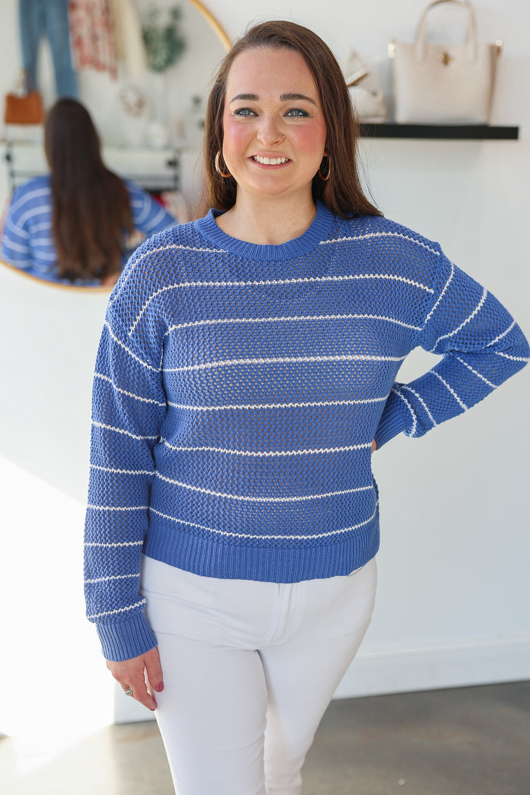 Open Knit Sweater - Pacific