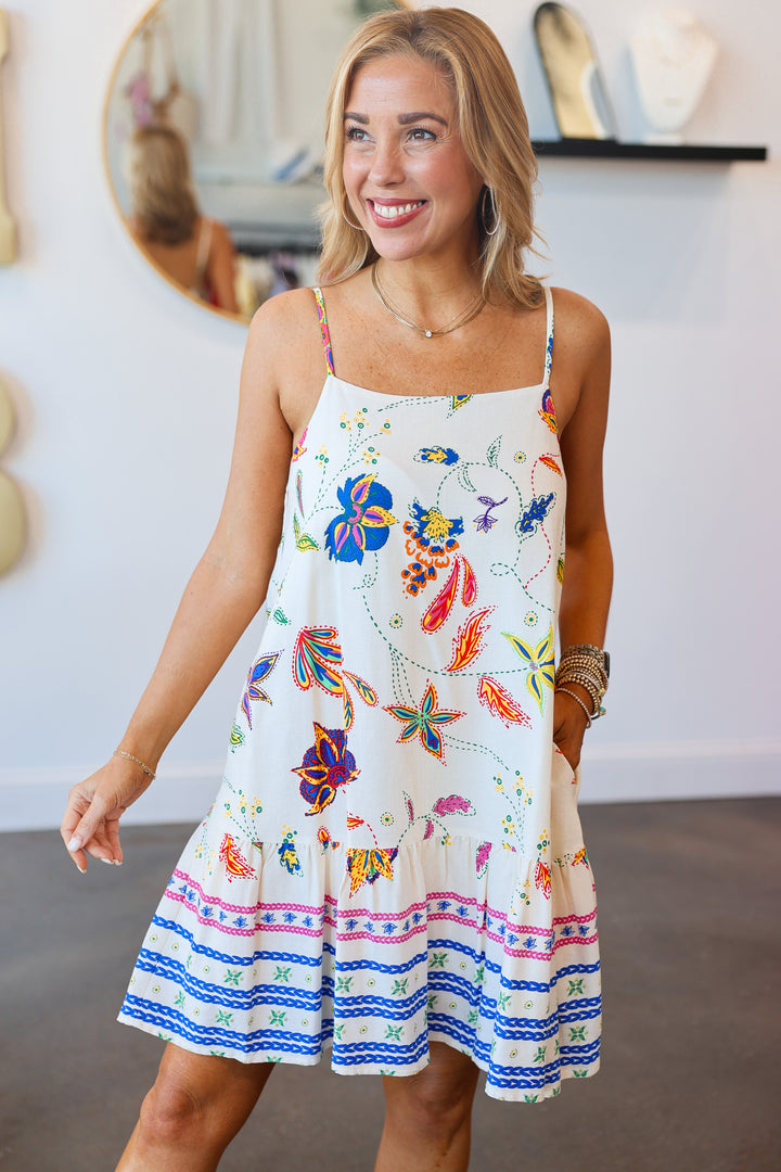Ruffle Hem Printed Mini Dress