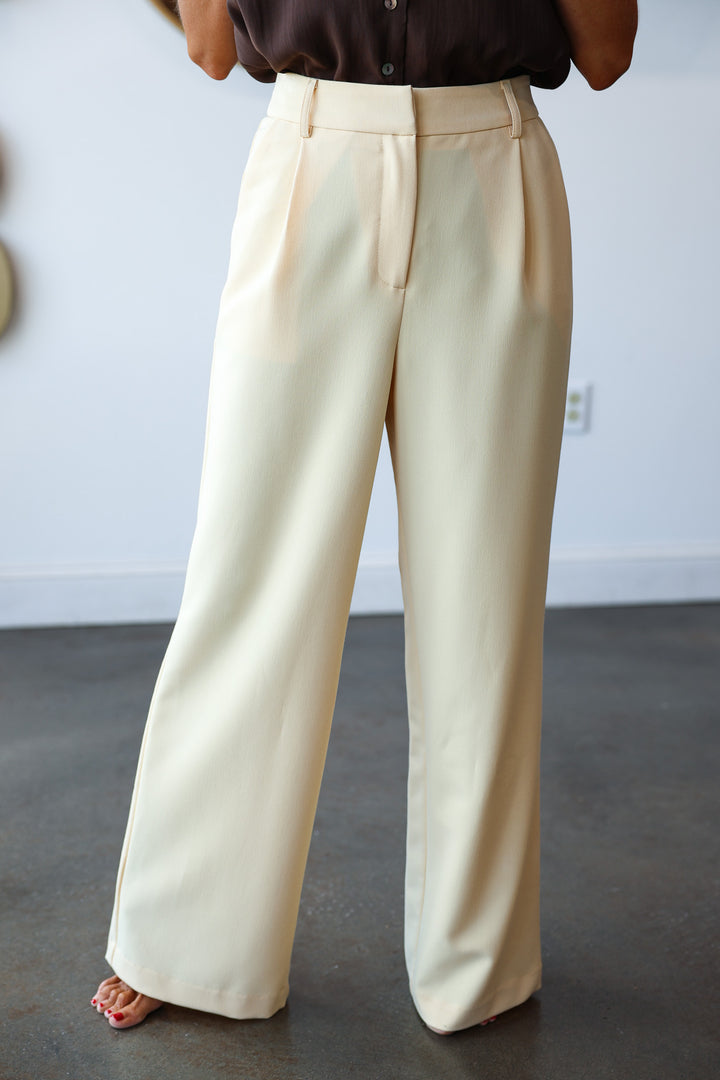 Wide Leg Pants - Yellow