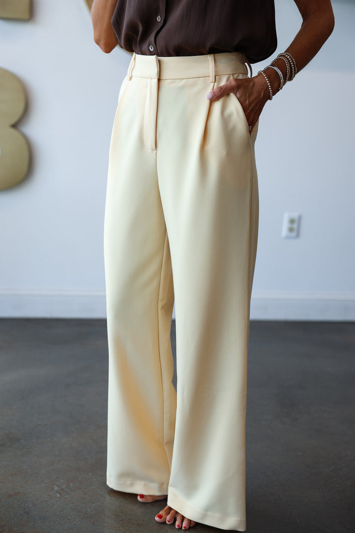 Wide Leg Pants - Yellow